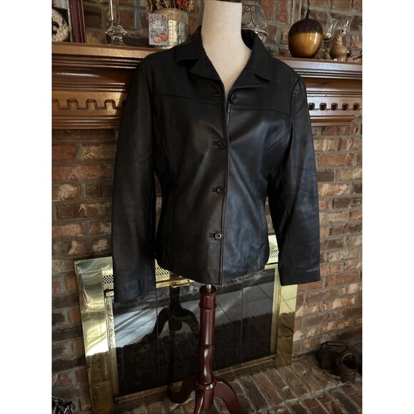 47 Maple Leather Women Jacket Black Size Large - Picture 1 of 6